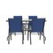 Emma and Oliver Five Piece Patio Table Set with Metal Table with Tempered Glass Top and 4 Flex Comfort Stacking Chairs